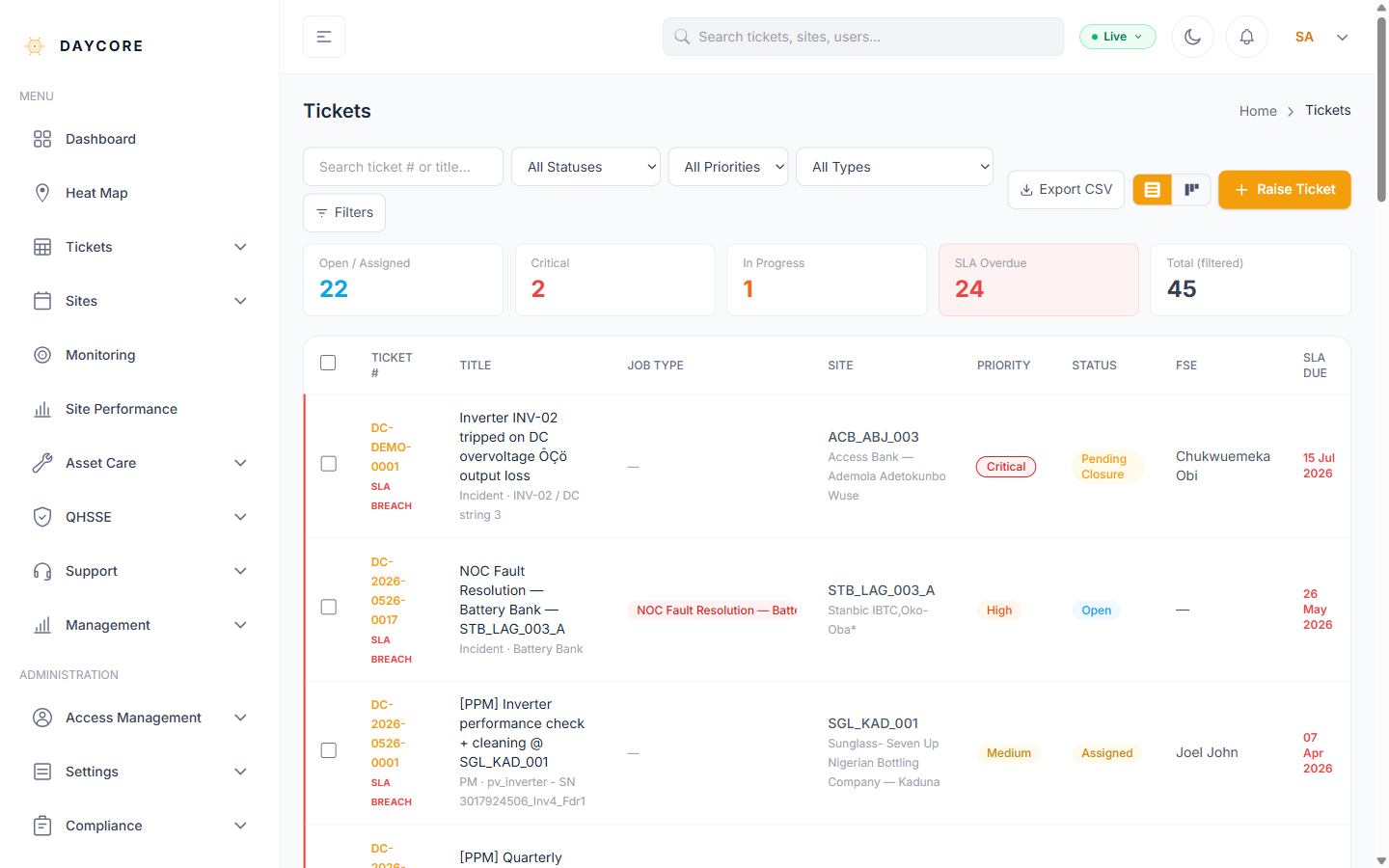 Screenshot: Assign it to a technician